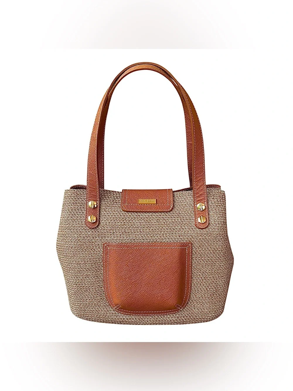 ERIC JAVITS “Squishee” Straw & Leather Small Bag